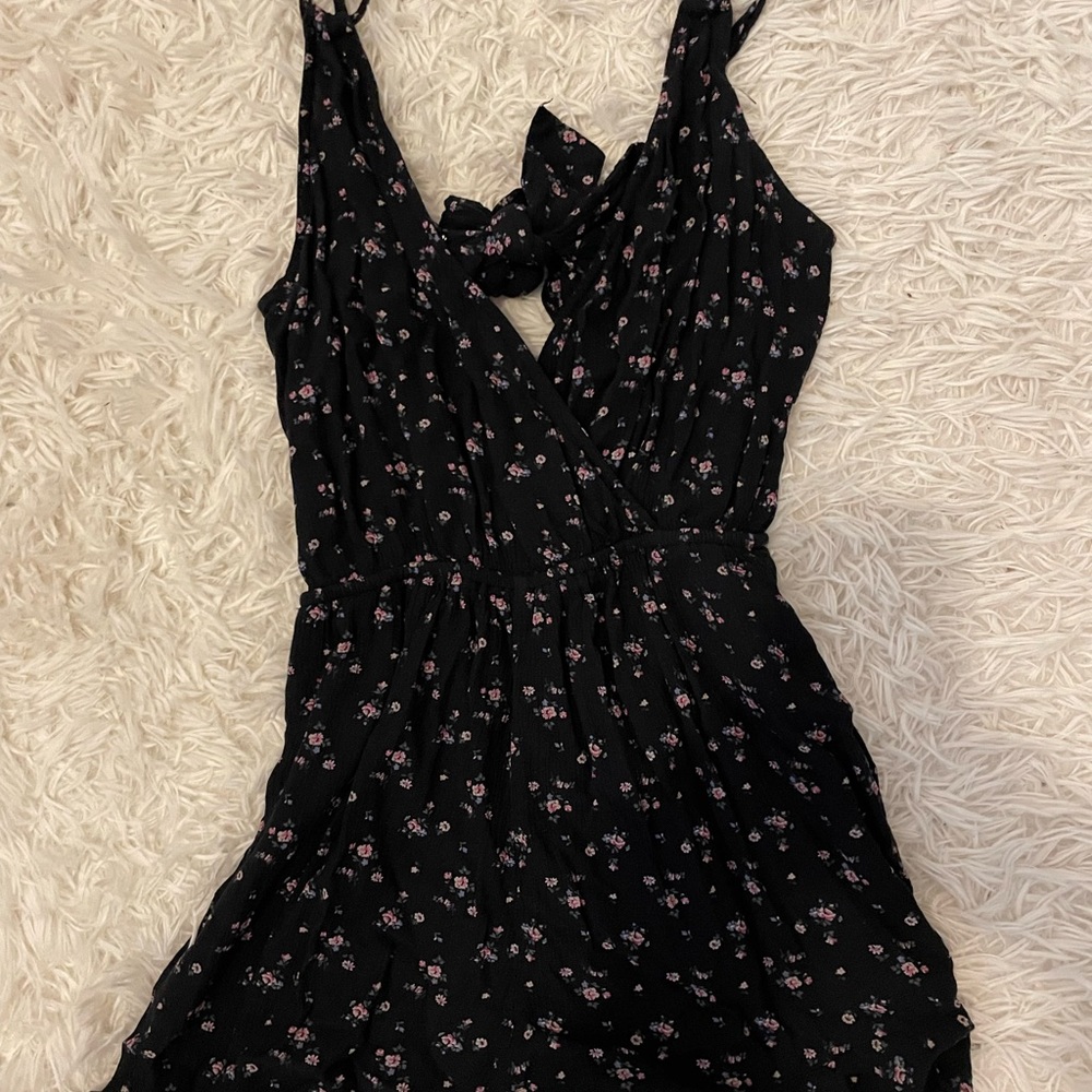 Black AE Romper with Flowers